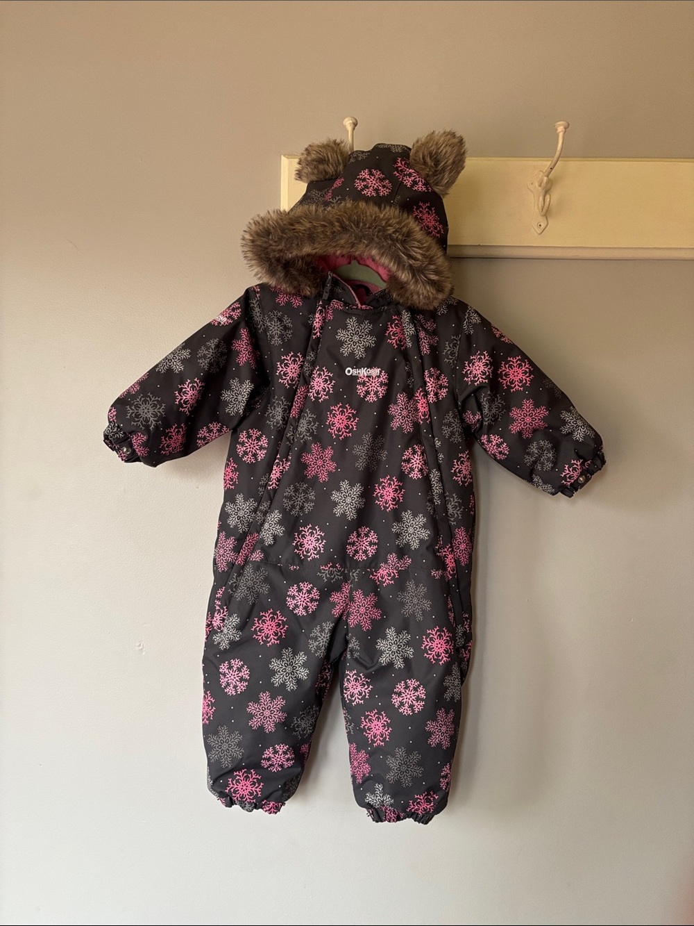 OshKosh B'gosh Pink Snowflake Fleece Lined Snowsuit 18M